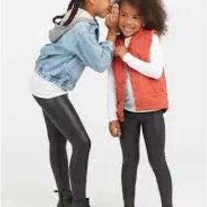 SPANX GIRLS’ SIZE M BLACK FAUX LEATHER LEGGINGS